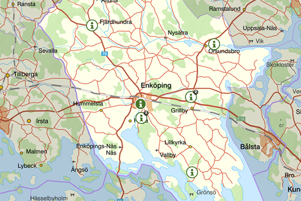 Bild på en karta över Enköping.